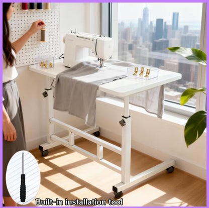 Rolling Adjustable Side Table with Adjustable Height and Locking Wheels for Living Room detail image - detail view 16