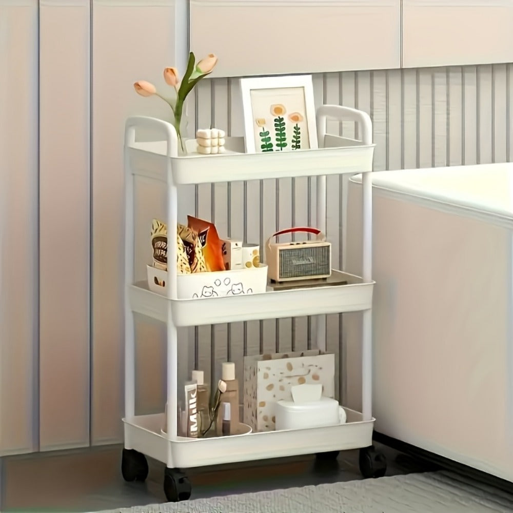 Rolling Bathroom Storage Cart with Rolling Wheels for Organized Everyday Storage detail image - detail view 3