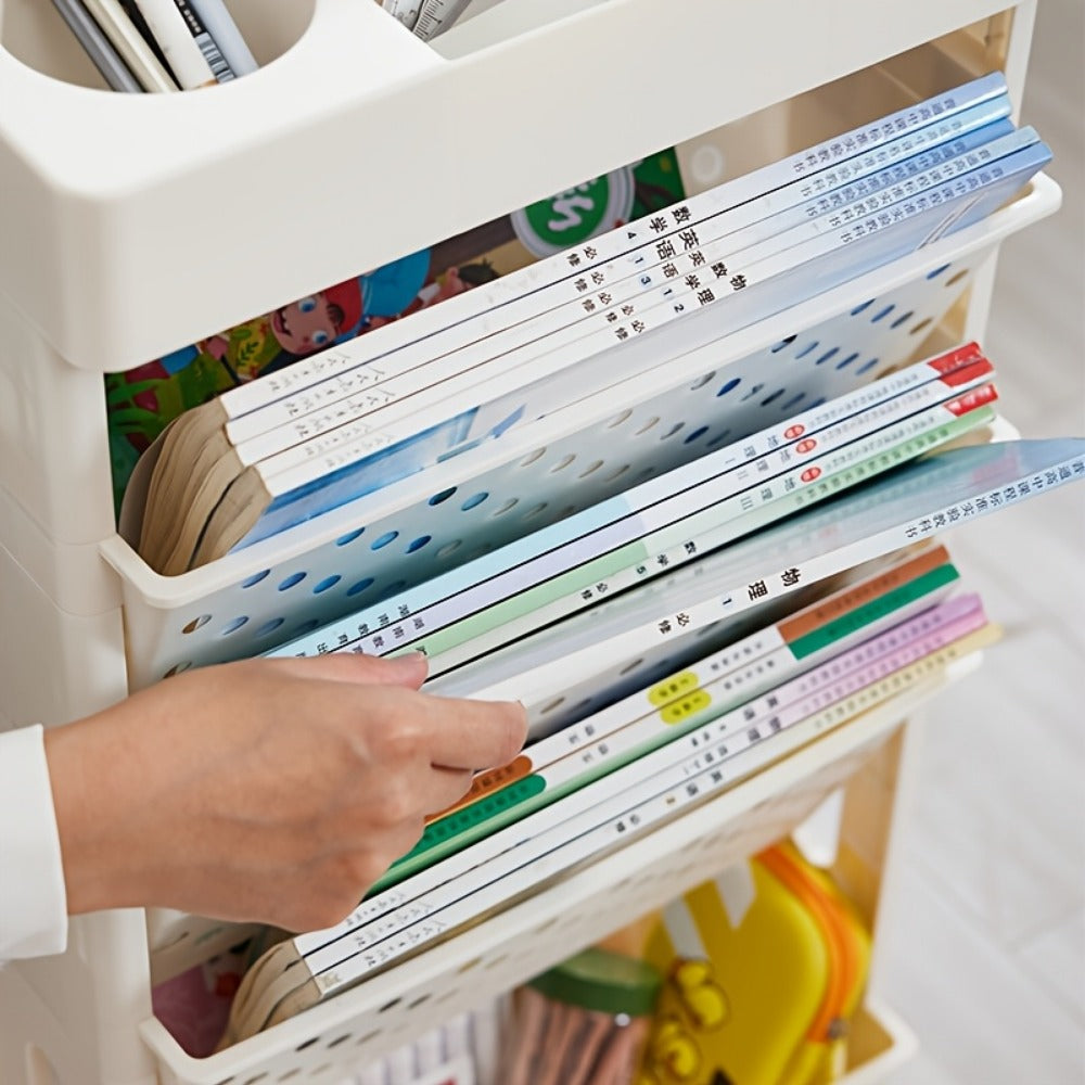Rolling Bookshelf with Rolling Wheels, Freestanding Bookcase detail image - detail view 11