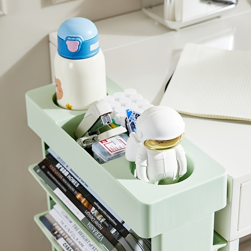 Rolling Bookshelf with Rolling Wheels, Freestanding Bookcase detail image - detail view 13