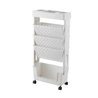 Rolling Bookshelf with Rolling Wheels, Freestanding Bookcase detail image