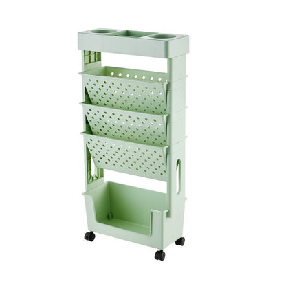 Rolling Bookshelf with Rolling Wheels, Freestanding Bookcase detail image - detail view 5