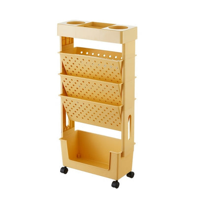 Rolling Bookshelf with Rolling Wheels, Freestanding Bookcase detail image - detail view 7