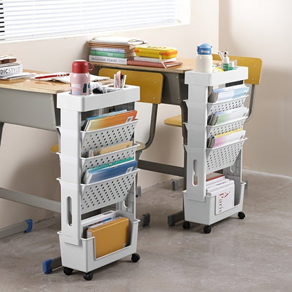 Rolling Bookshelf with Rolling Wheels, Freestanding Bookcase detail image - detail view 8