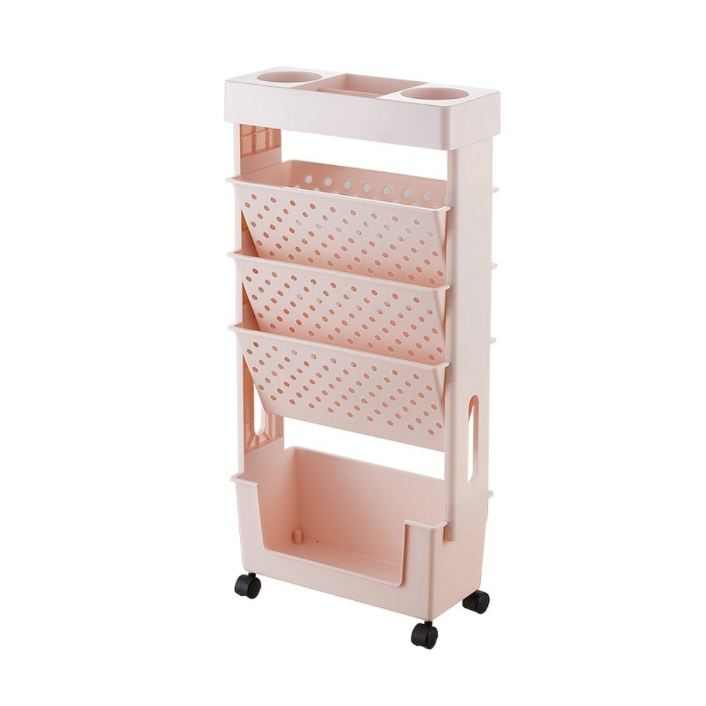 Rolling Bookshelf with Rolling Wheels, Freestanding Bookcase detail image - detail view 9