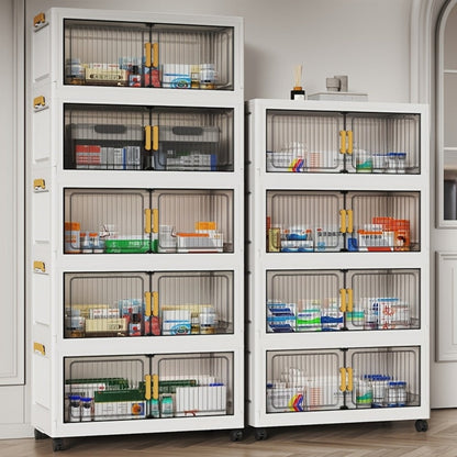 Rolling Clear Medicine Cabinet Organizer with Secure Lid and Stackable Design for Bathroom detail image - detail view 10