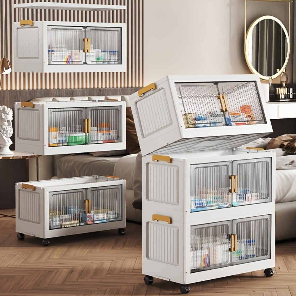 Rolling Clear Medicine Cabinet Organizer with Secure Lid and Stackable Design for Bathroom detail image - detail view 11