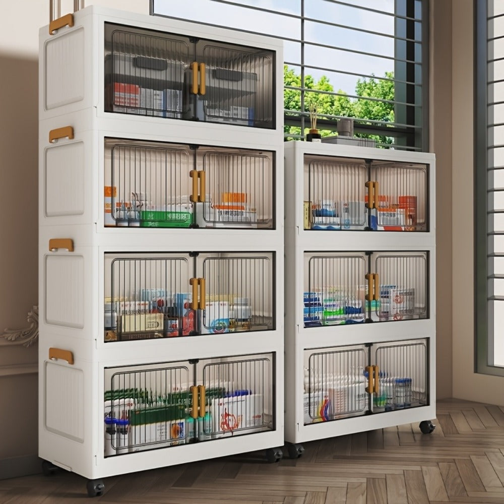 Rolling Clear Medicine Cabinet Organizer with Secure Lid and Stackable Design for Bathroom detail image - detail view 14