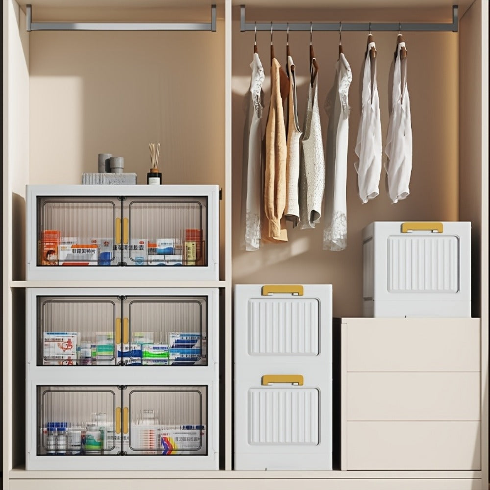 Rolling Clear Medicine Cabinet Organizer with Secure Lid and Stackable Design for Bathroom detail image