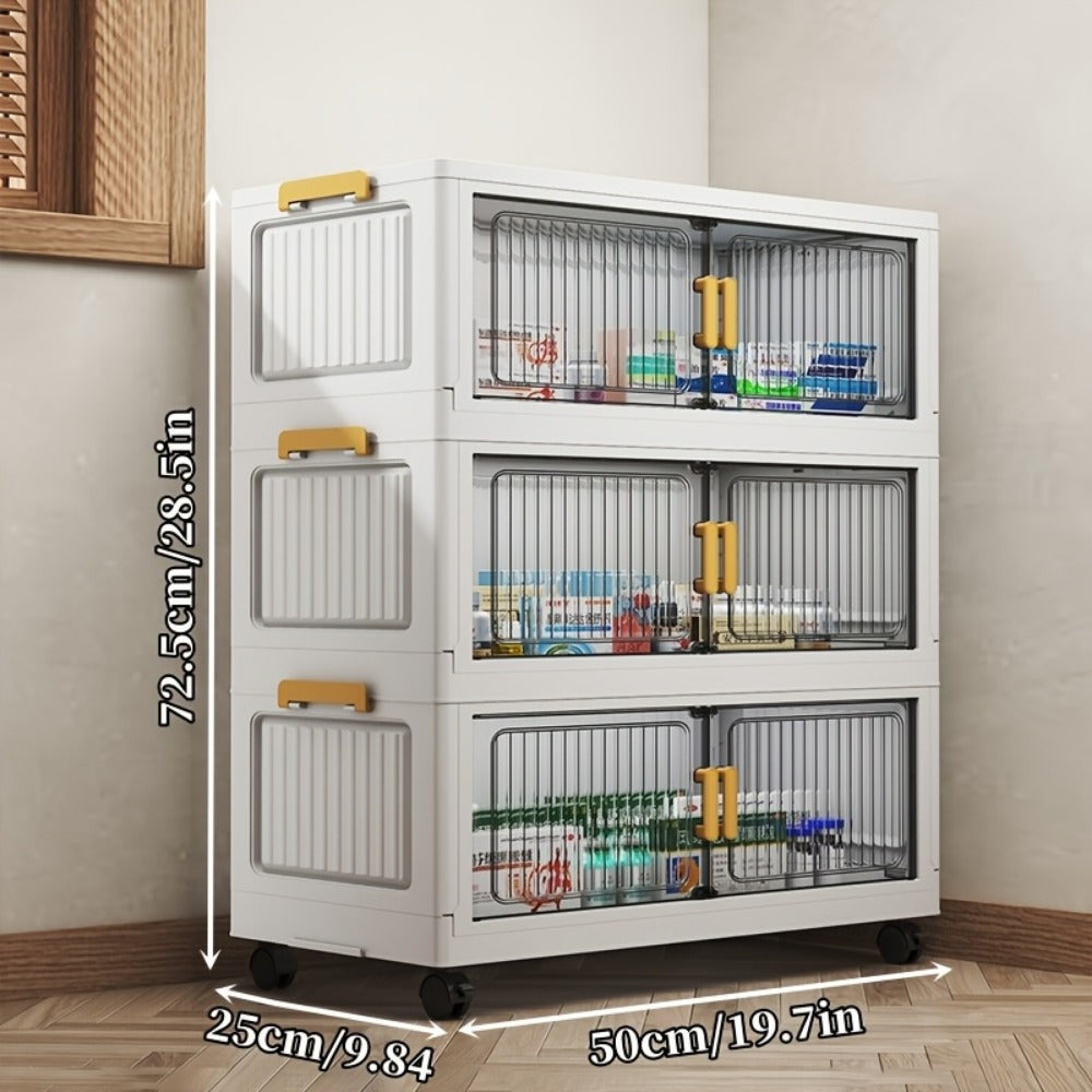 Rolling Clear Medicine Cabinet Organizer with Secure Lid and Stackable Design for Bathroom detail image - detail view 3