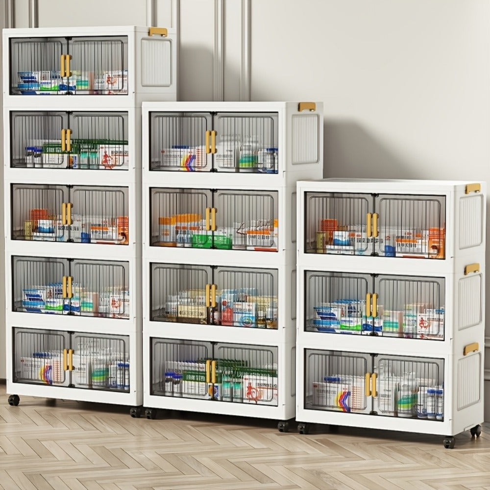 Rolling Clear Medicine Cabinet Organizer with Secure Lid and Stackable Design for Bathroom detail image - detail view 8