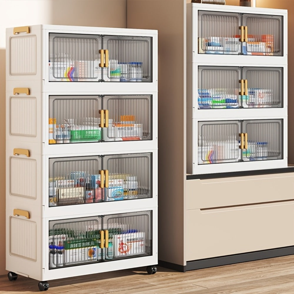 Rolling Clear Medicine Cabinet Organizer with Secure Lid and Stackable Design for Bathroom detail image - detail view 9