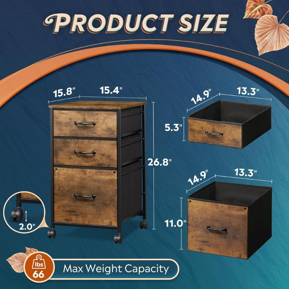 Rolling Fabric File Cabinet for Organized Everyday Storage in Home Office detail image - detail view 4