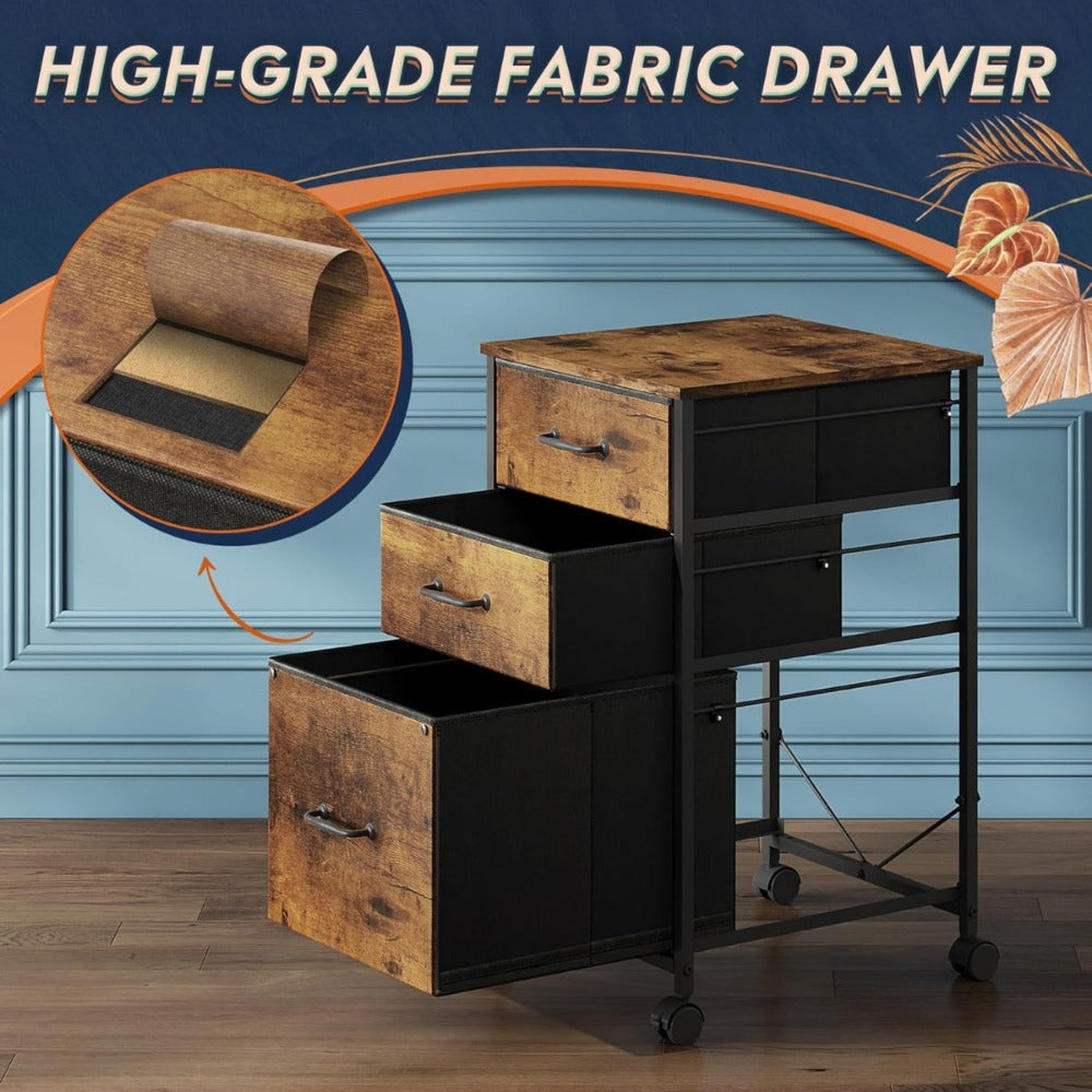 Rolling Fabric File Cabinet for Organized Everyday Storage in Home Office detail image - detail view 5