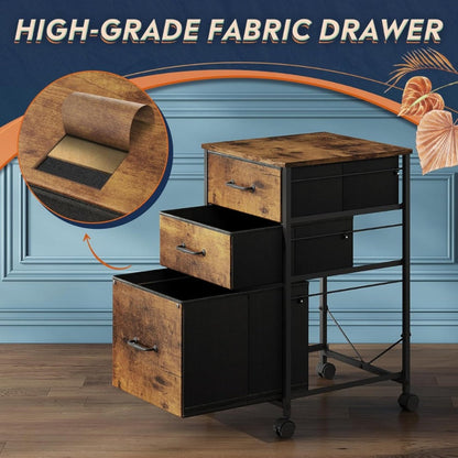 Rolling Fabric File Cabinet for Organized Everyday Storage in Home Office detail image - detail view 5