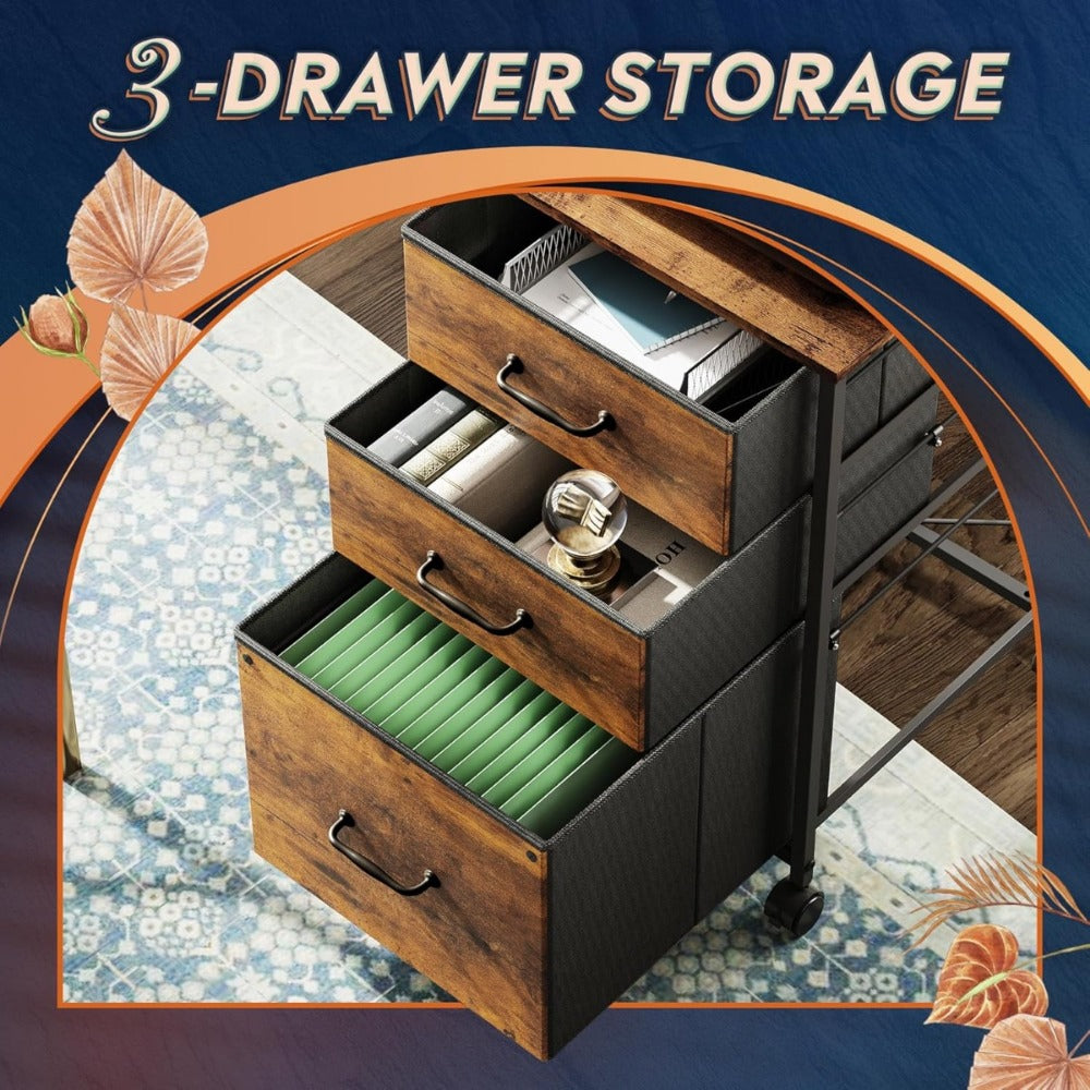 Rolling Fabric File Cabinet for Organized Everyday Storage in Home Office detail image - detail view 7
