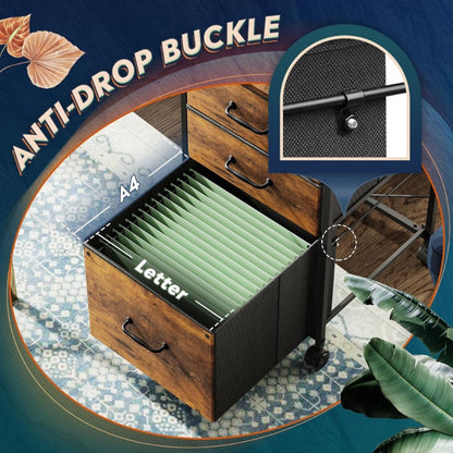 Rolling Fabric File Cabinet for Organized Everyday Storage in Home Office detail image - detail view 9
