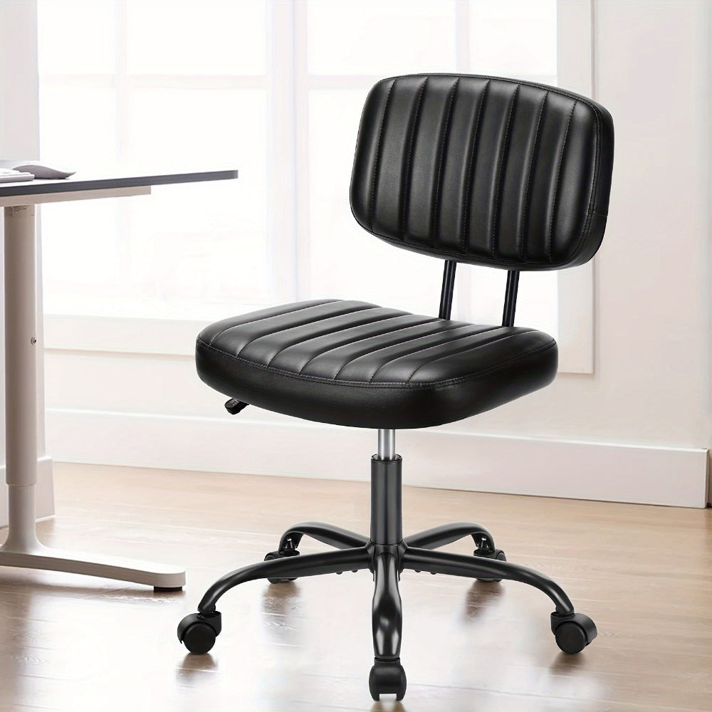 Rolling Faux Leather Desk Chair with Memory Foam and Armrests for Living Room detail image - detail view 11