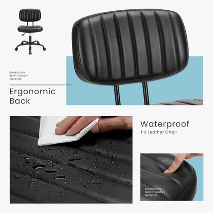 Rolling Faux Leather Desk Chair with Memory Foam and Armrests for Living Room detail image - detail view 16