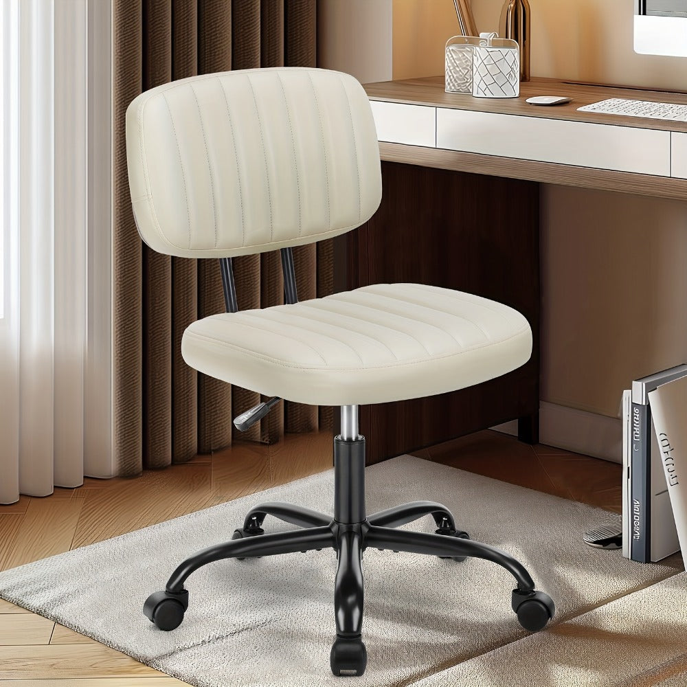 Rolling Faux Leather Desk Chair with Memory Foam and Armrests for Living Room detail image - detail view 3
