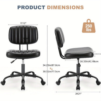 Rolling Faux Leather Desk Chair with Memory Foam and Armrests for Living Room detail image - detail view 4