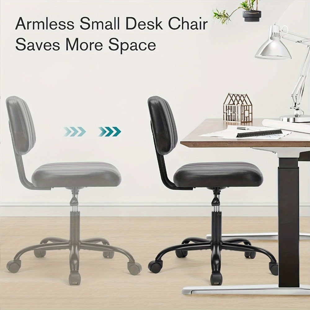 Rolling Faux Leather Desk Chair with Memory Foam and Armrests for Living Room detail image - detail view 6