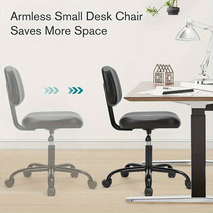 Rolling Faux Leather Desk Chair with Memory Foam and Armrests for Living Room detail image - detail view 6