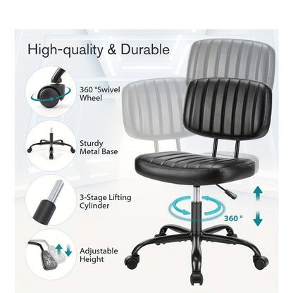 Rolling Faux Leather Desk Chair with Memory Foam and Armrests for Living Room detail image - detail view 8