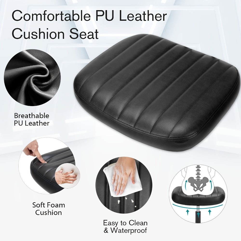 Rolling Faux Leather Desk Chair with Memory Foam and Armrests for Living Room detail image - detail view 9