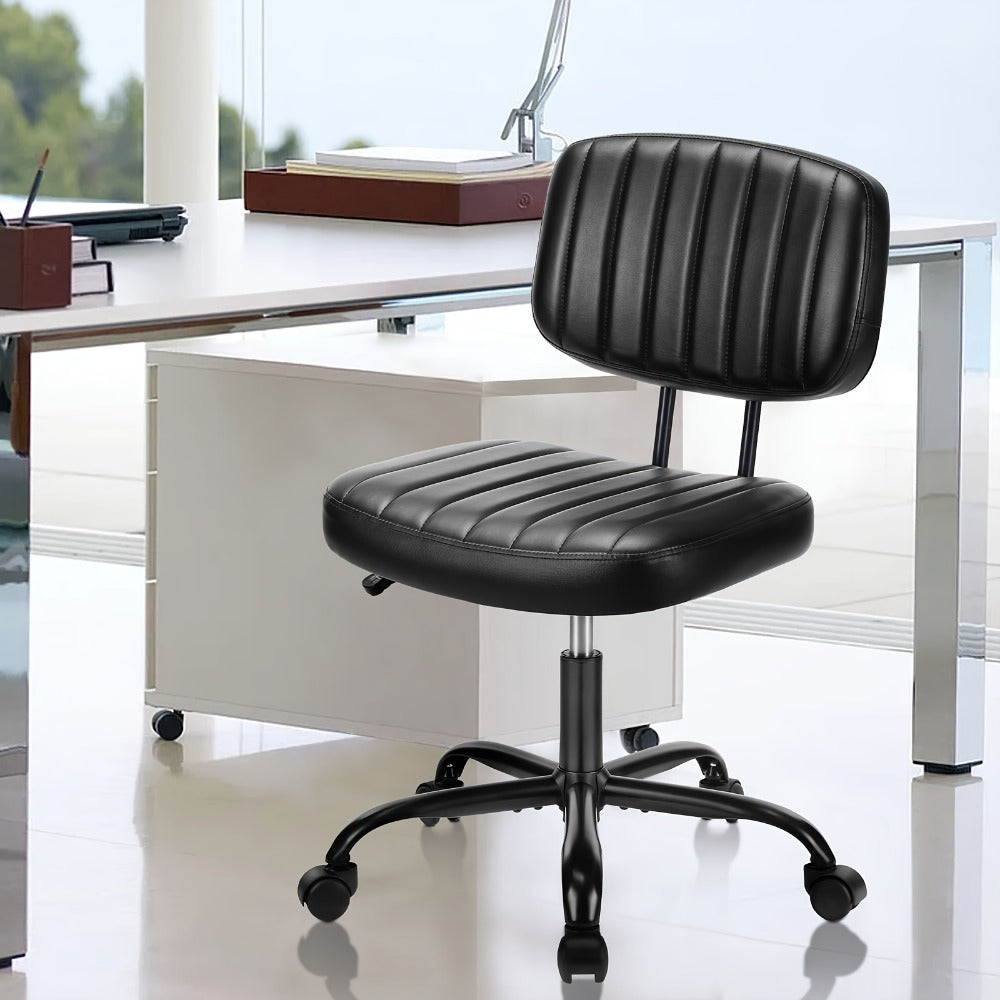 Desk Chair, Armless Small with Memory Foam Seat - PU Leather Rolling Task Chair with Low shown in the main product view