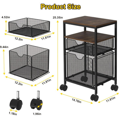 Rolling File Cart with Storage Drawers for Organized Everyday Storage in Home Office detail image - detail view 10