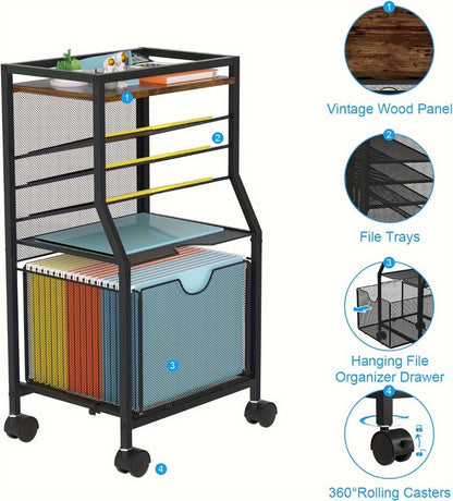 Rolling File Cart with Storage Drawers for Organized Everyday Storage in Home Office detail image - detail view 17