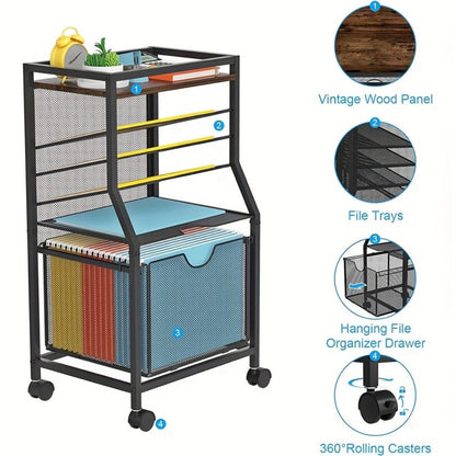 Rolling File Cart with Storage Drawers for Organized Everyday Storage in Home Office detail image