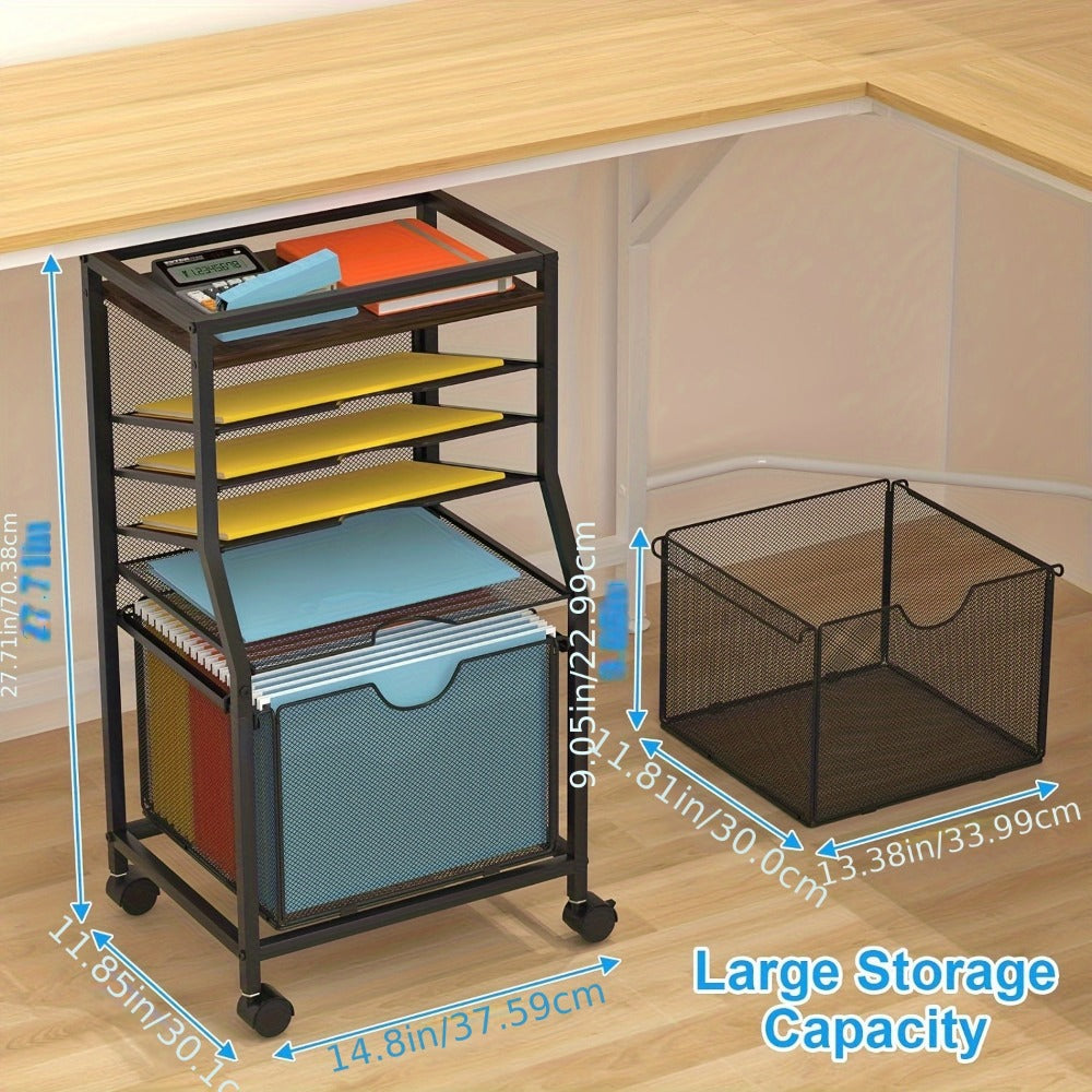 Rolling File Cart with Storage Drawers for Organized Everyday Storage in Home Office detail image - detail view 4