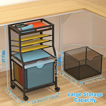 Rolling File Cart with Storage Drawers for Organized Everyday Storage in Home Office detail image - detail view 4