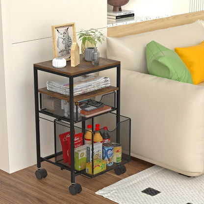 Rolling File Cart with Storage Drawers for Organized Everyday Storage in Home Office detail image - detail view 8