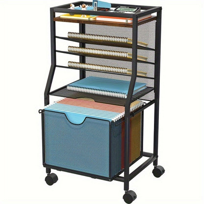 File Cart, Rolling with Drawer for Hanging File Folders - Under Desk Office Cart shown in the main product view