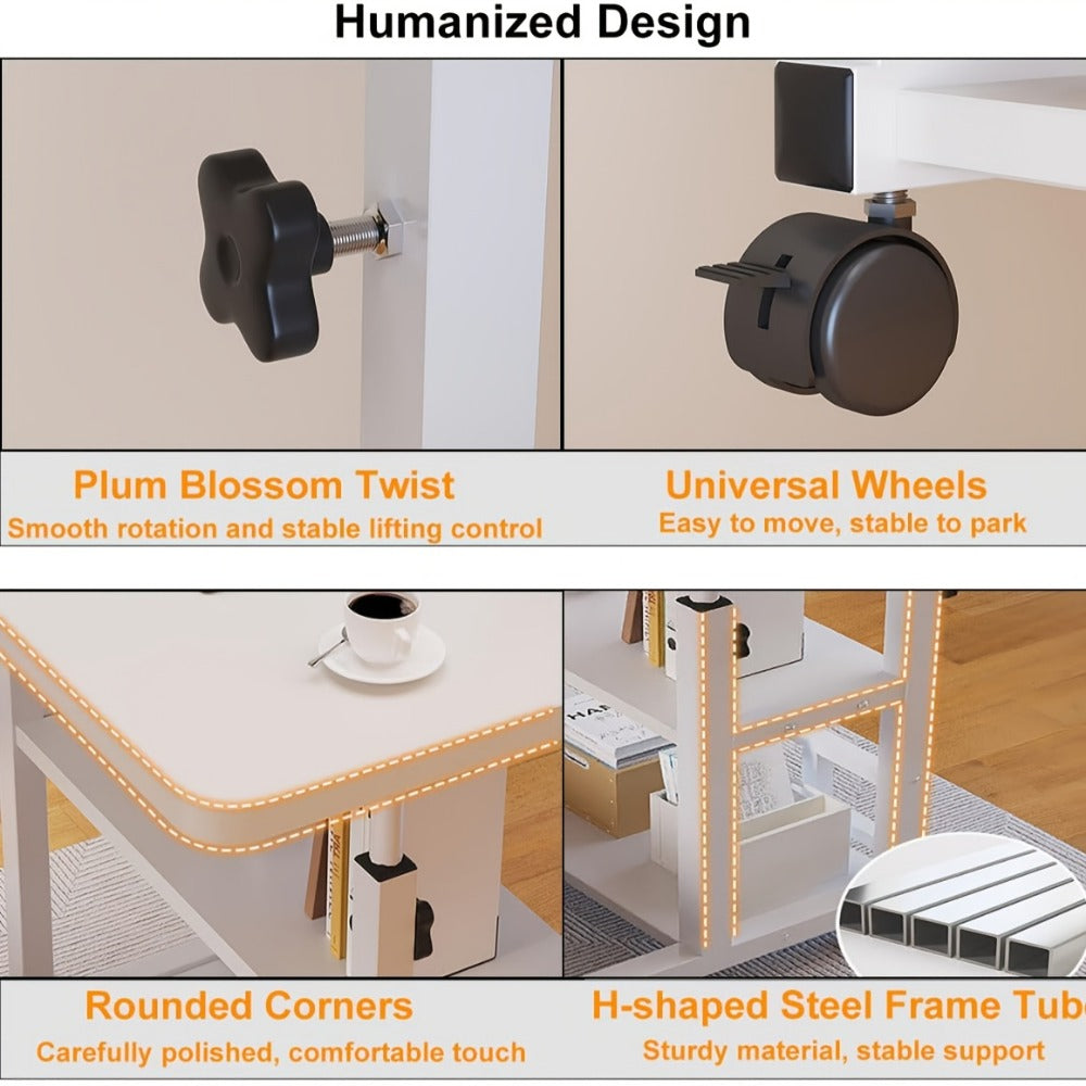 Rolling Laptop Desk with Adjustable Height and Rolling Wheels for Bedroom detail image - detail view 19