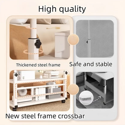 Rolling Laptop Desk with Adjustable Height and Rolling Wheels for Bedroom detail image - detail view 4