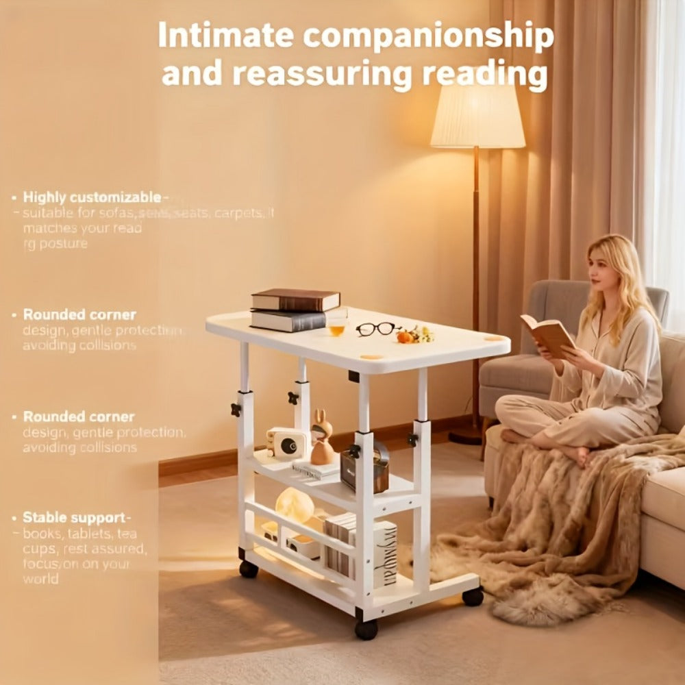 Laptop Desk, Adjustable Height Mobile on Wheels with Storage, Rolling Standing Desk shown in the main product view