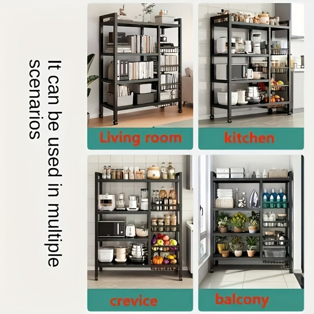 Rolling Metal Baker'S Rack with Adjustable Shelves and Mesh Storage Shelf for Kitchen detail image - detail view 10