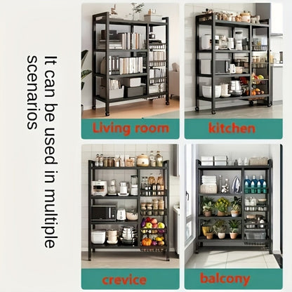 Rolling Metal Baker'S Rack with Adjustable Shelves and Mesh Storage Shelf for Kitchen detail image - detail view 10
