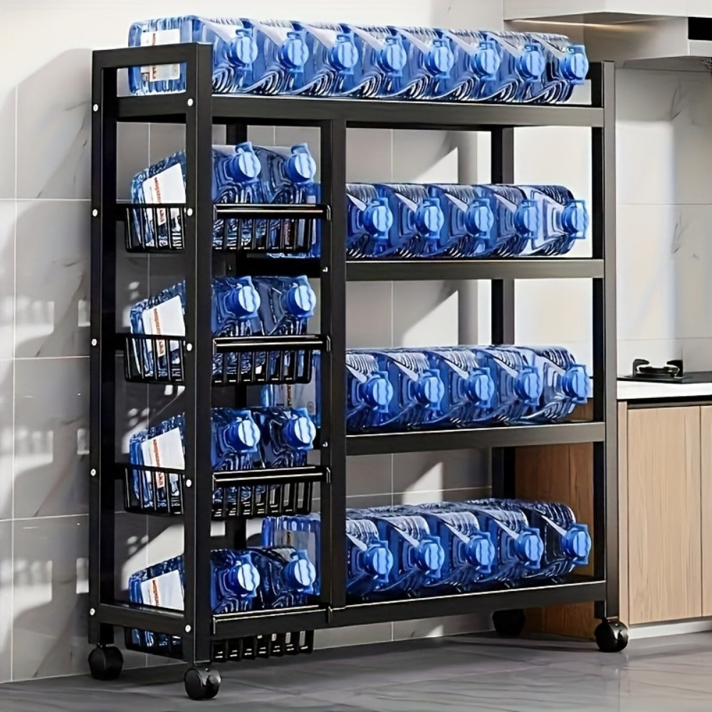 Rolling Metal Baker'S Rack with Adjustable Shelves and Mesh Storage Shelf for Kitchen detail image