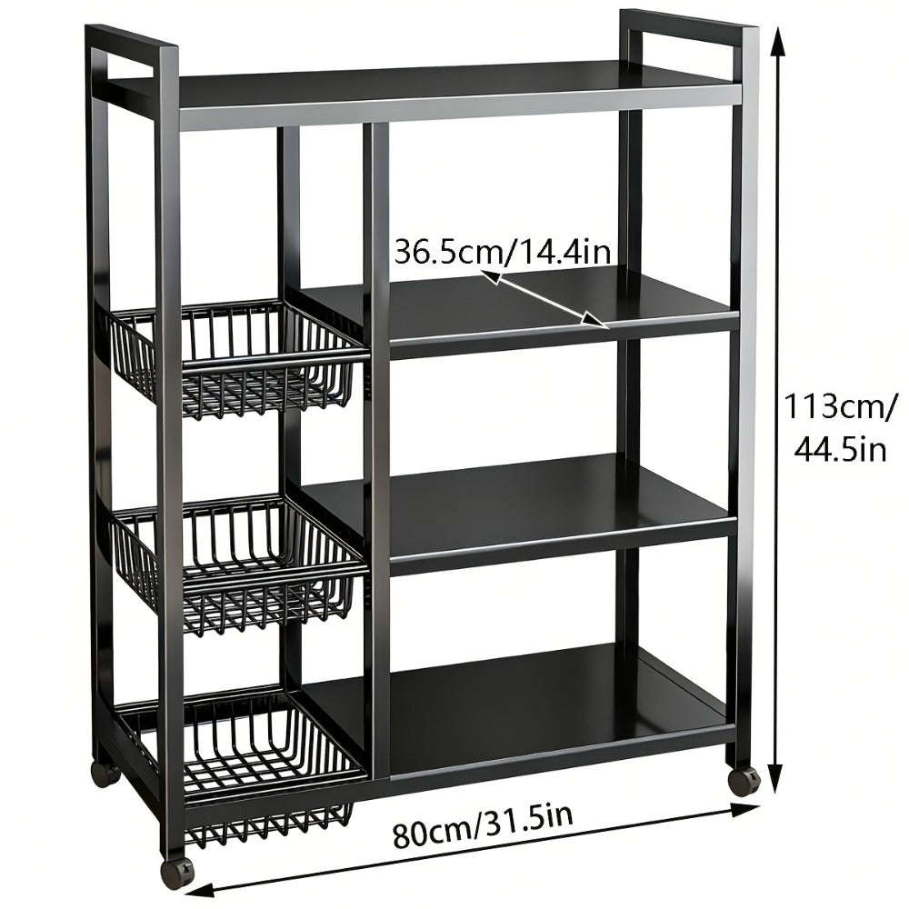 Rolling Metal Baker'S Rack with Adjustable Shelves and Mesh Storage Shelf for Kitchen detail image - detail view 4