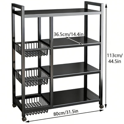 Rolling Metal Baker'S Rack with Adjustable Shelves and Mesh Storage Shelf for Kitchen detail image - detail view 4