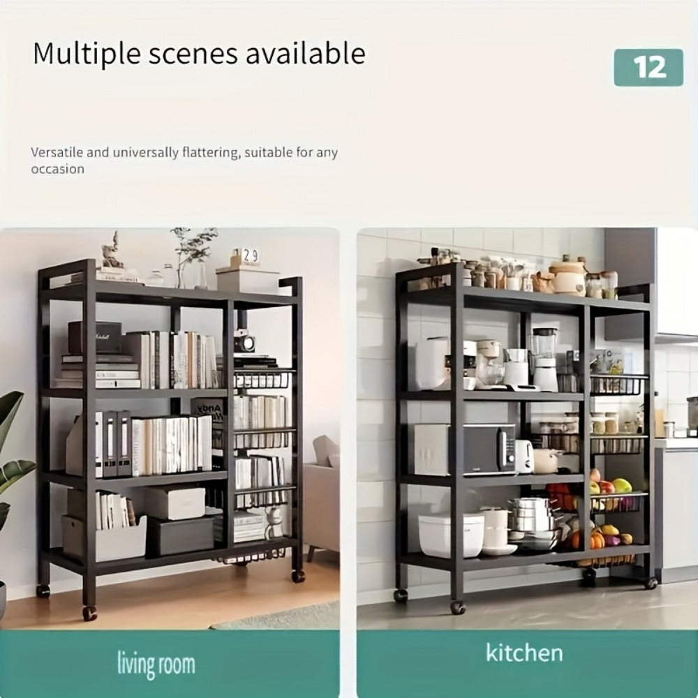 Rolling Metal Baker'S Rack with Adjustable Shelves and Mesh Storage Shelf for Kitchen detail image - detail view 6