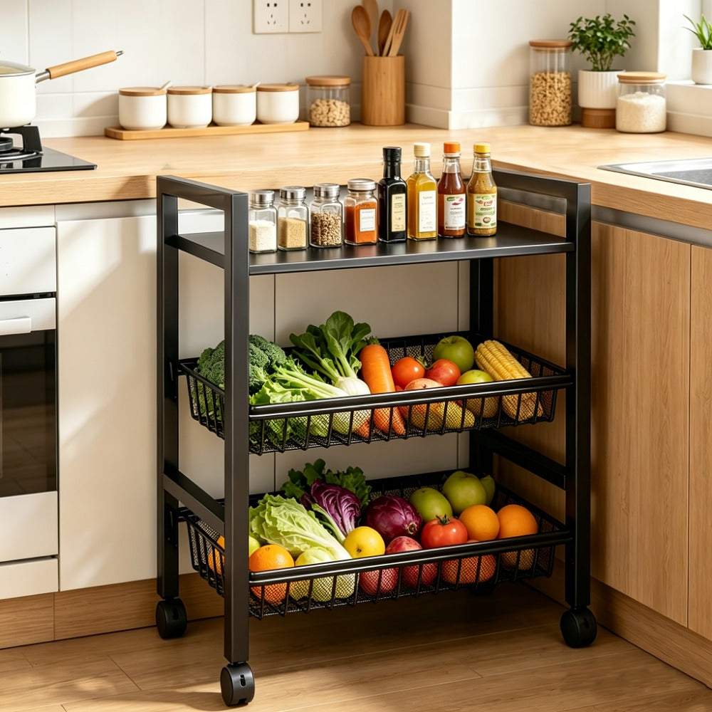 Rolling Metal Baker'S Rack with Adjustable Shelves and Mesh Storage Shelf for Kitchen detail image - detail view 9