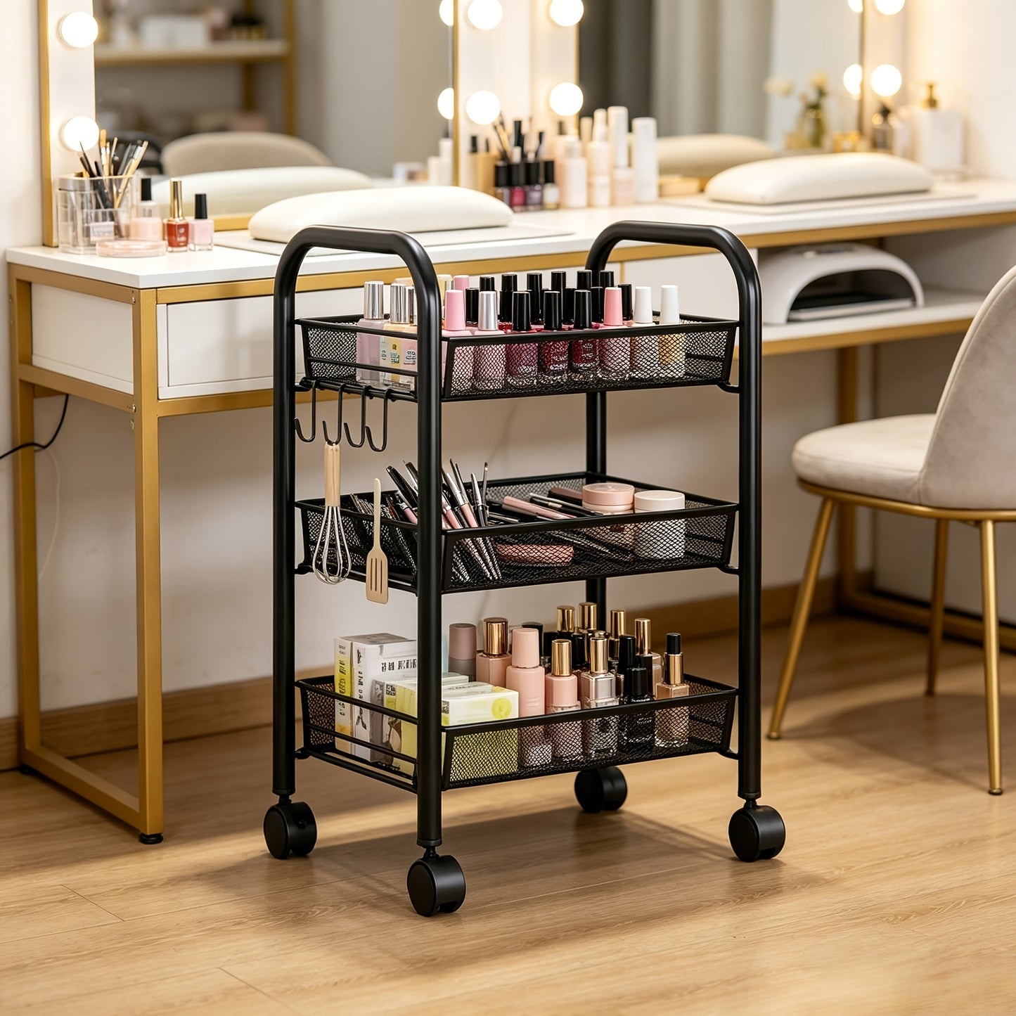 Kitchen Storage Cart shown in the 3-Tier Mobile Storage Rack option