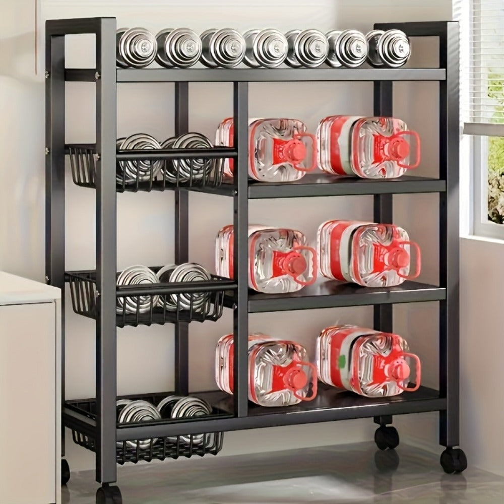 Rolling Metal Kitchen Storage Cart with Adjustable Height and Rolling Wheels detail image - detail view 10