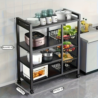 Rolling Metal Kitchen Storage Cart with Adjustable Height and Rolling Wheels detail image - detail view 5